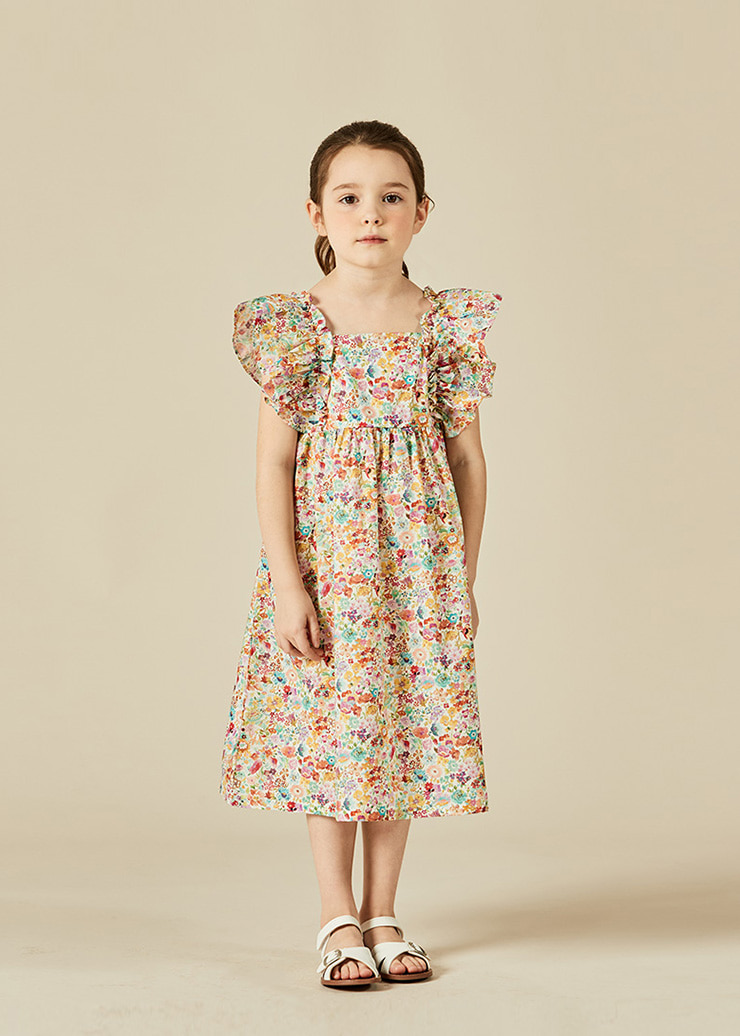 Classic Meadow Squared-neck Ruffle Dress